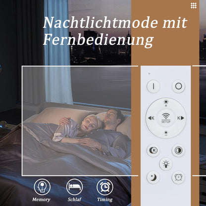 ZMH LED Deckenleuchte Wohnzimmer Deckenlampe - Schwarz Modern Schlafzimmerlampe 48W Dimmbar mit Fernbedienung Metall Design Wohnzimmerlampe für Schlafzimmer Küche Kinderzimmer Esszimmer