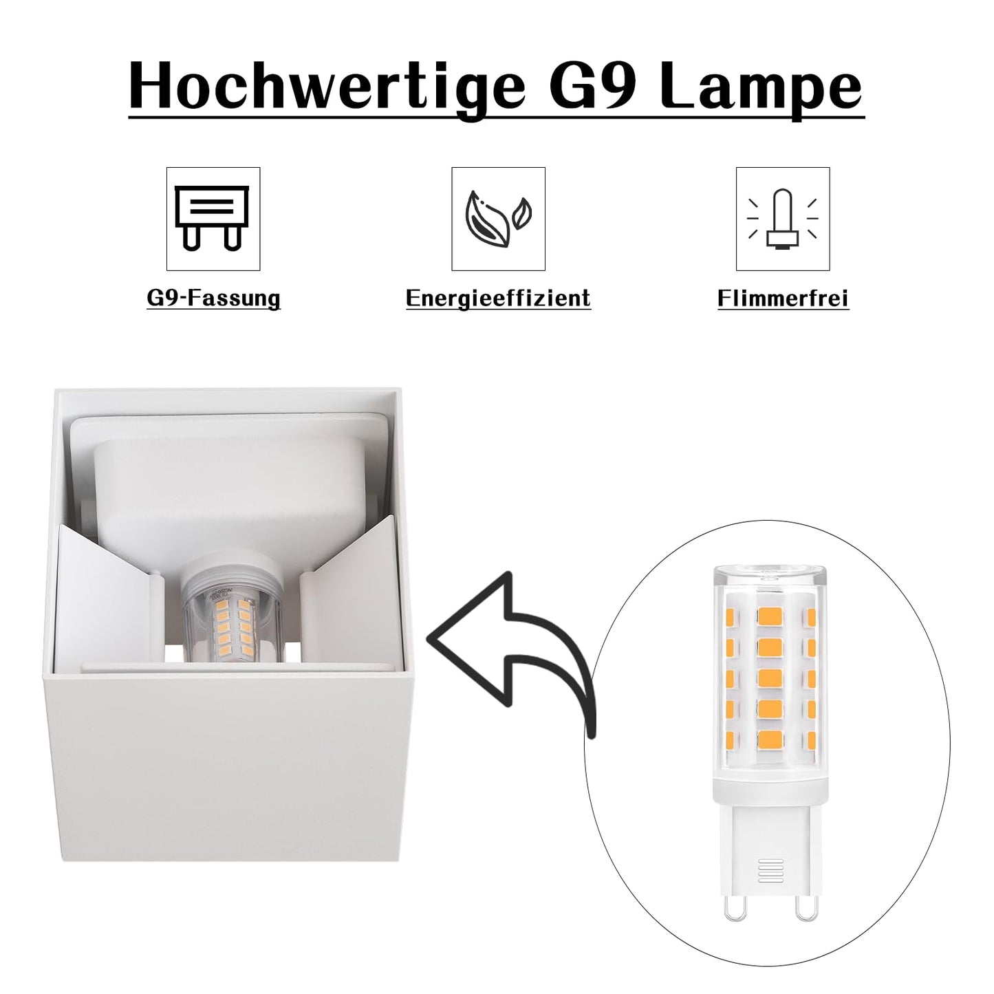 ZMH Wandlampe LED Wandleuchte Innen/Aussen: 4er set Aussenlampe Warmweiß IP65 Außenwandleuchten G9 Weiß Lampe Up Down Treppenbeleuchtung Außenleuchte für Hauswand Schlafzimmer Flur Treppenhaus