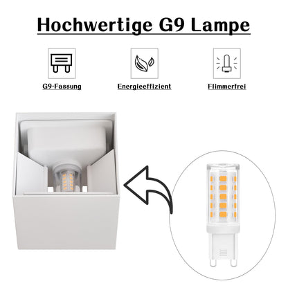 ZMH Wandlampe LED Wandleuchte Innen/Aussen: 4er set Aussenlampe Warmweiß IP65 Außenwandleuchten G9 Weiß Lampe Up Down Treppenbeleuchtung Außenleuchte für Hauswand Schlafzimmer Flur Treppenhaus