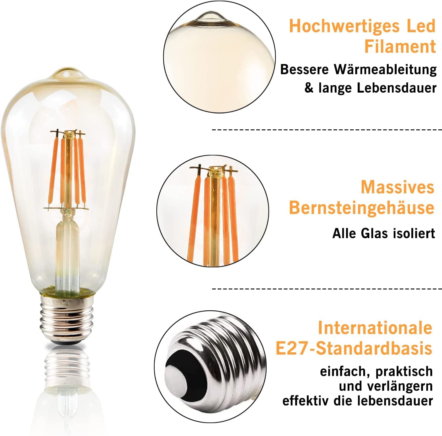 ZMH E27 LED Vintage Edison Glühbirne - 12 Stück - 4W Retro Glühlampe ST64 Leuchtmittel LED Filament Dekorative Lampen 2700K Warmweiß Licht Antike Beleuchtung für Haus Café Bar Restaurant