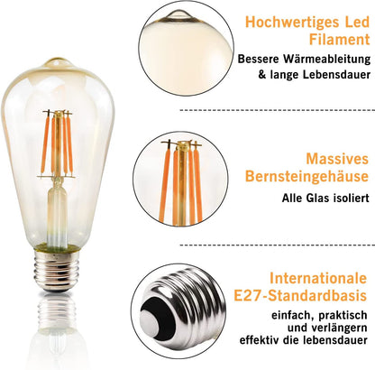 ZMH E27 LED Vintage Edison Glühbirne - 12 Stück - 4W Retro Glühlampe ST64 Leuchtmittel LED Filament Dekorative Lampen 2700K Warmweiß Licht Antike Beleuchtung für Haus Café Bar Restaurant