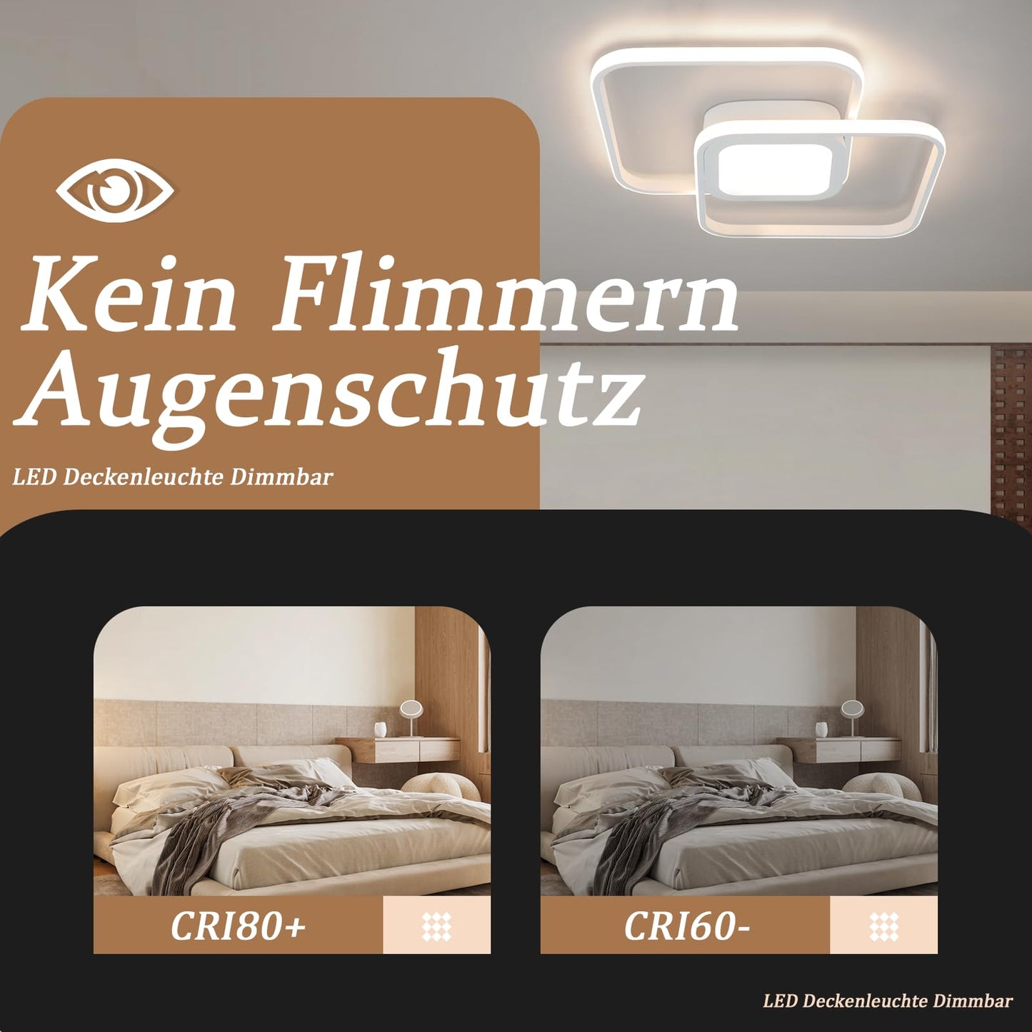 ZMH LED Deckenleuchte Deckenlampe Dimmbar - Modern 48W Weiß Schlafzimmerlampe mit Fernbedienung Metall Design Wohnzimmerlampe für Schlafzimmer Wohnzimmer Küche Esszimmer