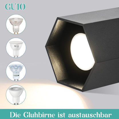 ZMH Deckenspots Aufbauspot Schwarz Aufbaustrahler - Spots Deckenleuchte Aufputz mit GU10 Fassung Deckenstrahler klein Deckenlampe Aufbau Max.40W Aufbauleuchte für Flur Wohnzimmer