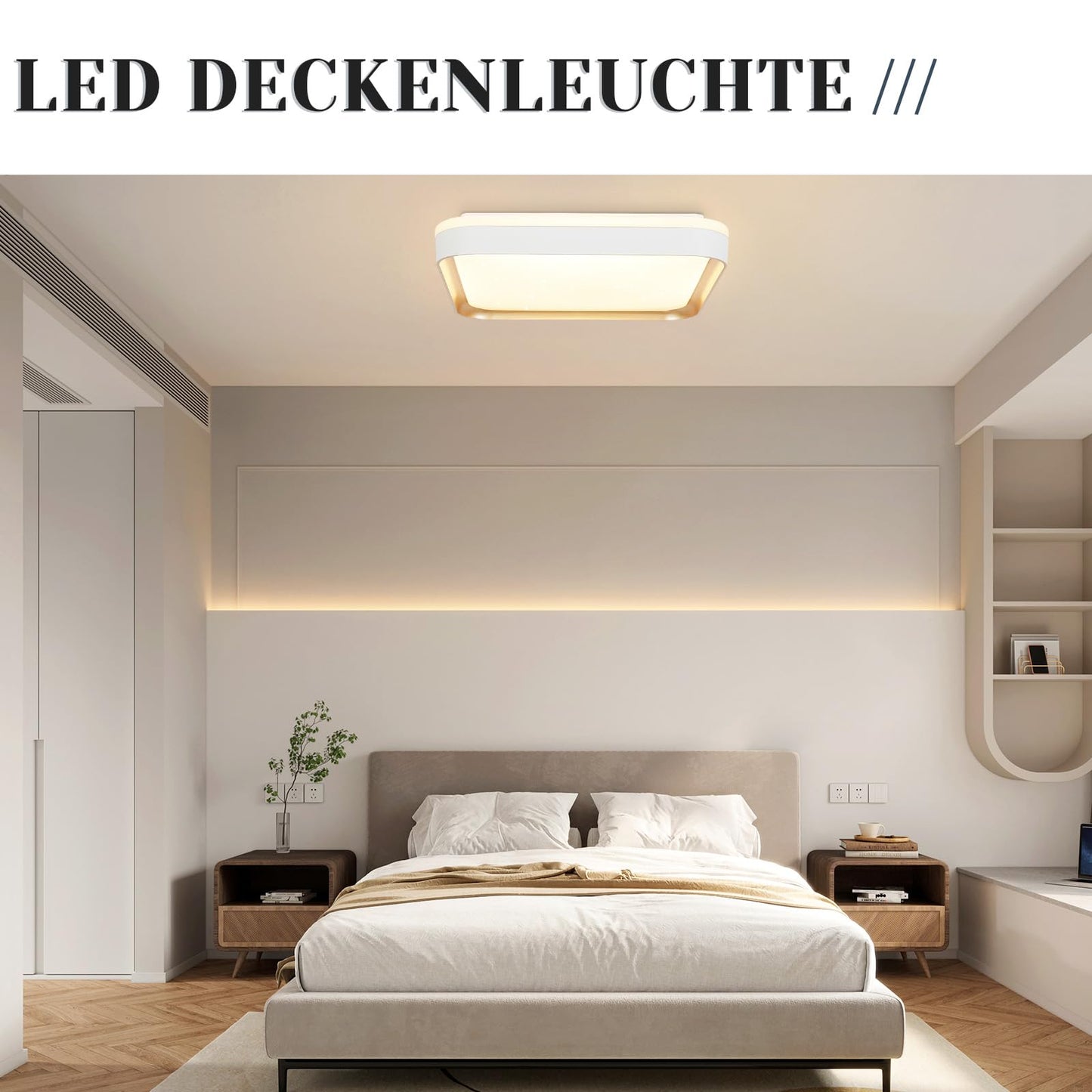 ZMH Deckenlampe LED Deckenleuchte Schlafzimmer - Schlafzimmerlampe Dimmbar mit Fernbedienung 30cm Küche Deckenbeleuchtung Küchenlampe Modern 32W Flurlampe Quadratisch Wohnzimmerlampe Weiß für Flur