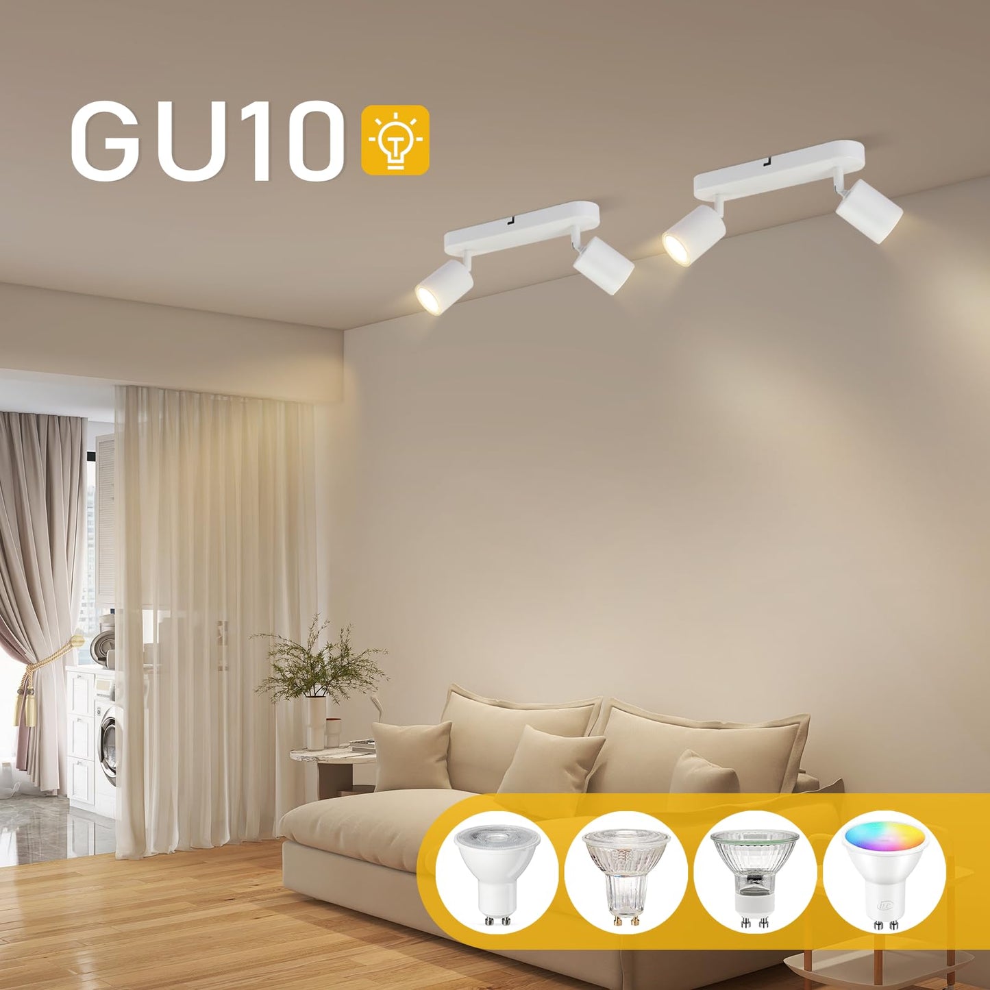 ZMH LED Deckenlampe Deckenstrahler Schwarz - 2 Flammig Deckenspots Flur GU10 Modern Deckenleuchte Flurlampe Schwenkbar Design Wandstrahler für Wohnzimmer Küche Schlafzimmer Esszimmer - Ohne Glühbirne