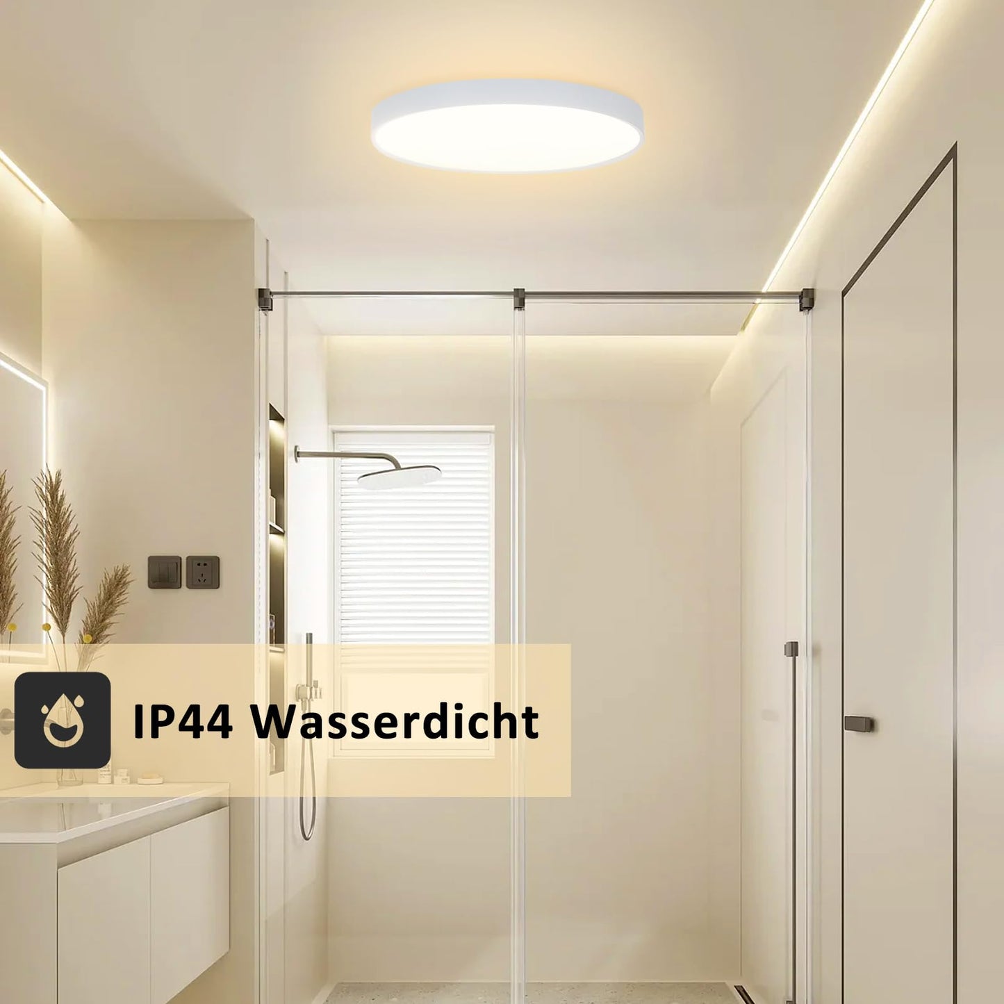 ZMH Deckenlampe LED Deckenleuchte Flach - 2ER Schlafzimmerlampe Ø28cm Badezimmerlampe Rund 17W Schlafzimmer Badezimmer Deckenbeleuchtung Flurlampe 3000K Badlampe IP44 Küchenlampe für Küche Flur