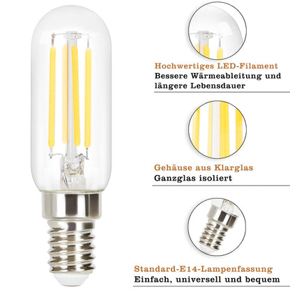 ZMH 4 Stück LED Glühbirne E14 Vintage Lampe - T25 Leuchtmittel 2700K 4W Edison Retro Glühlampe Warmweiß Filament Birne Glas Antike Energiesparlampe für Haus Hotel Bar Café