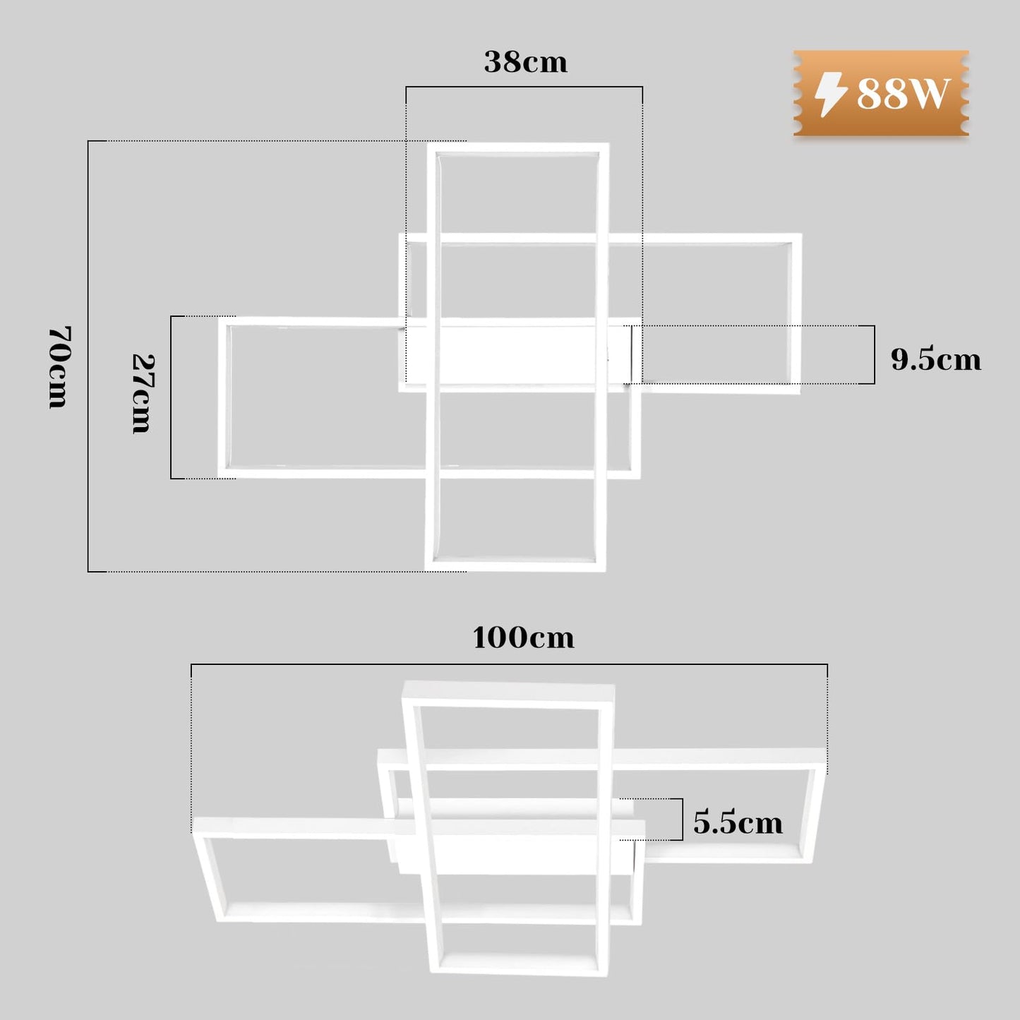 ZMH Deckenlampe LED Deckenleuchte Wohnzimmerlampe - 100cm Schlafzimmerlampe Dimmbar mit Fernbedienung 88W Wohnzimmer Deckenbeleuchtung Modern Küchenlampe Groß Weiß für Schlafzimmer Esszimmer Küche