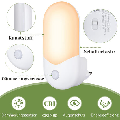 ZMH Nachtlicht Steckdose Steckdosenlampe Kinder - LED Steckdosenlicht WarmWeiß 1W Orientierungslicht Kinderzimmer Nachtlampe mit Dämmerungssensor für Baby Flur Treppenhaus Schlafzimmer Küche