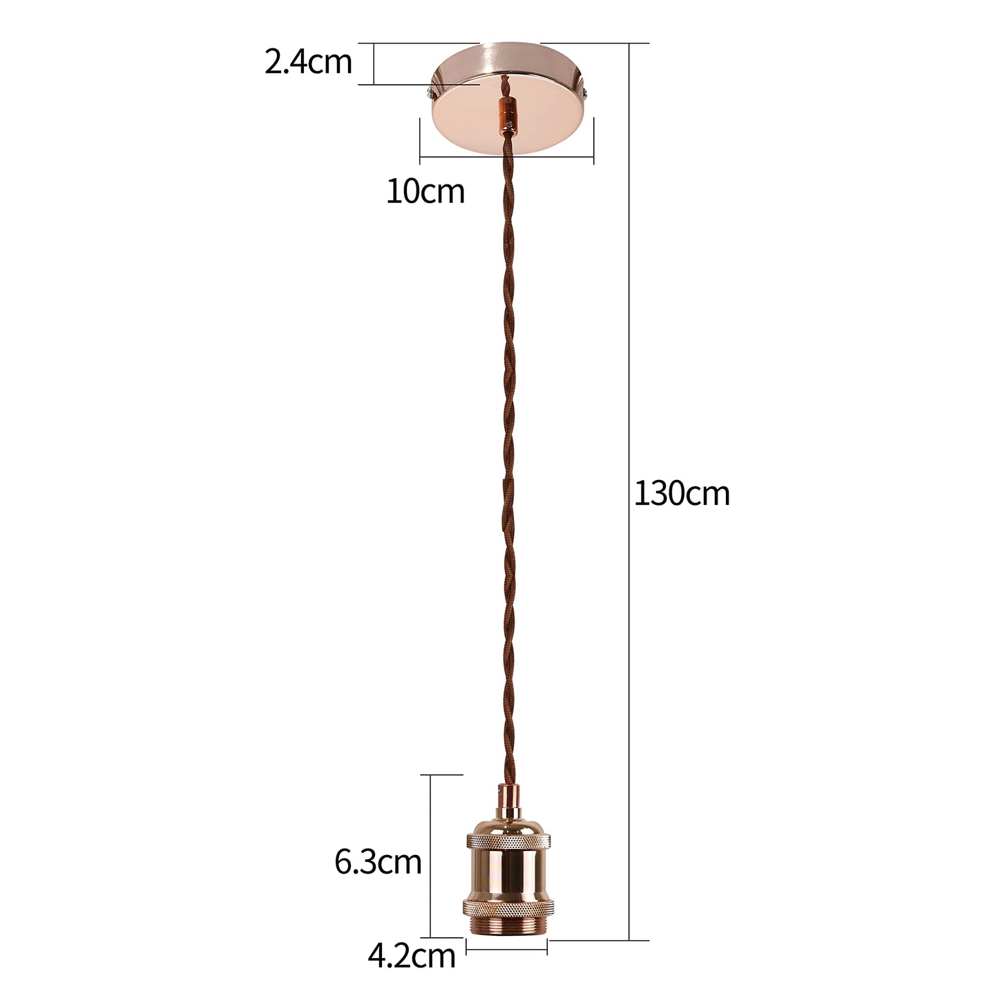 ZMH E27 Hängefassung Vintage Lampenaufhängung - Modern Schnurpendel Rosa Gold Hängefassung mit 1,3M Kabel Pendelleuchte Industrial mit Baldachin Schraubring Deckenbefestigung für Esszimmer, Bar, Cafe