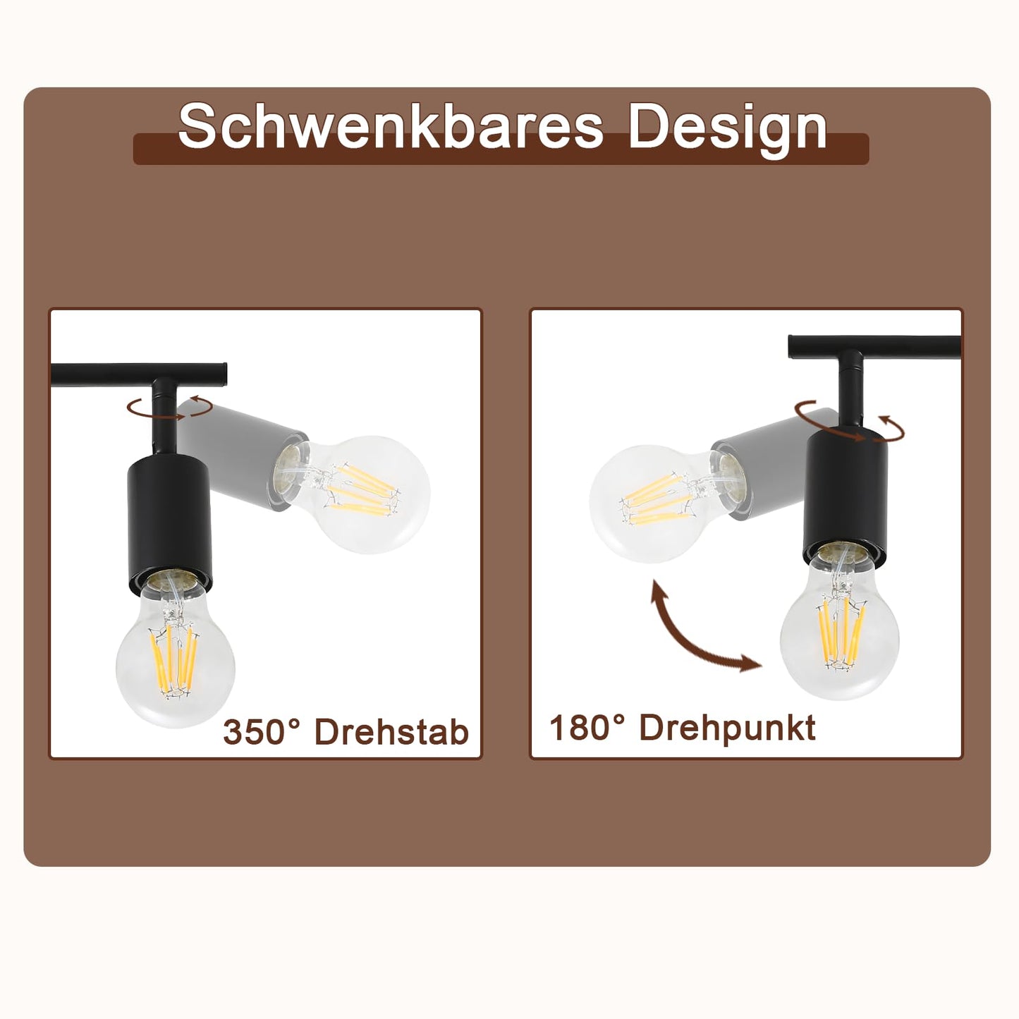 ZMH Deckenstrahler 3 Flammig Deckenleuchte Schwarz - E27 Flur Deckenspot Vintage Deckenlampe Schwenkbar 350° Spots Industrial küchenlampe für Küche Wohnzimmer Schlafzimmer (ohne Leuchtmittel)