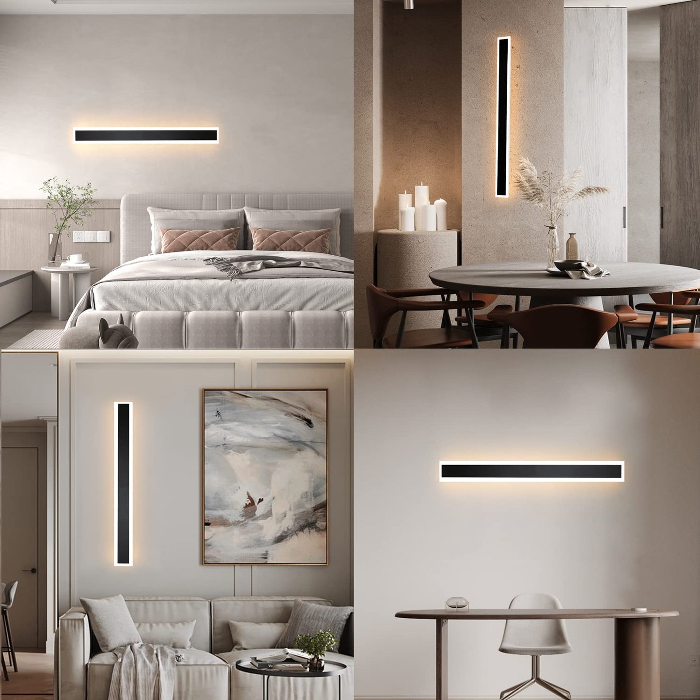 ZMH LED Wandleuchte Aussen Wandlampe - 100CM Wandbeleuchtung IP65 Wasserdicht Schwarz Modern Außenlampe 3000K aus Acryl 21W Innen Outdoor Außenwandleuchte für Villa Terrasse Garten Bad