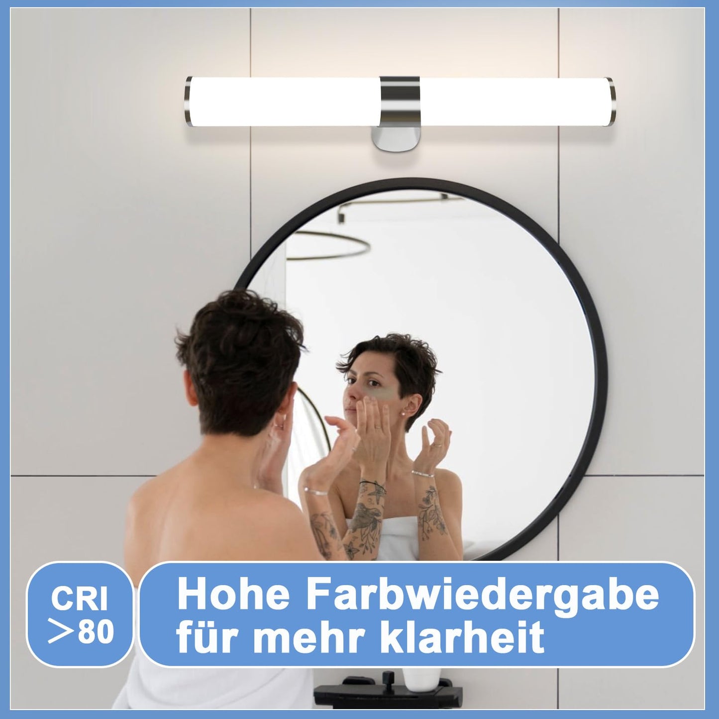 ZMH  LED Spiegelleuchte Bad Spiegellampe - 8W Badleuchte Wand 40CM Chrom Wandlampe Badezimmer Wasserdicht IP44 Wandleuchte Neutralweiß 4000K Badlampe Wandmontage Modern für Keller Küche Badschrank