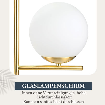 ZMH Tischlampe Wohnzimmer Modern Nachttischlampe - Tischleuchte Gold aus Weiß Glas E27 Fassung Industrial Nachttischleuchte Metall Design nachttischlampe mit Schalter für Schlafzimmer Büro