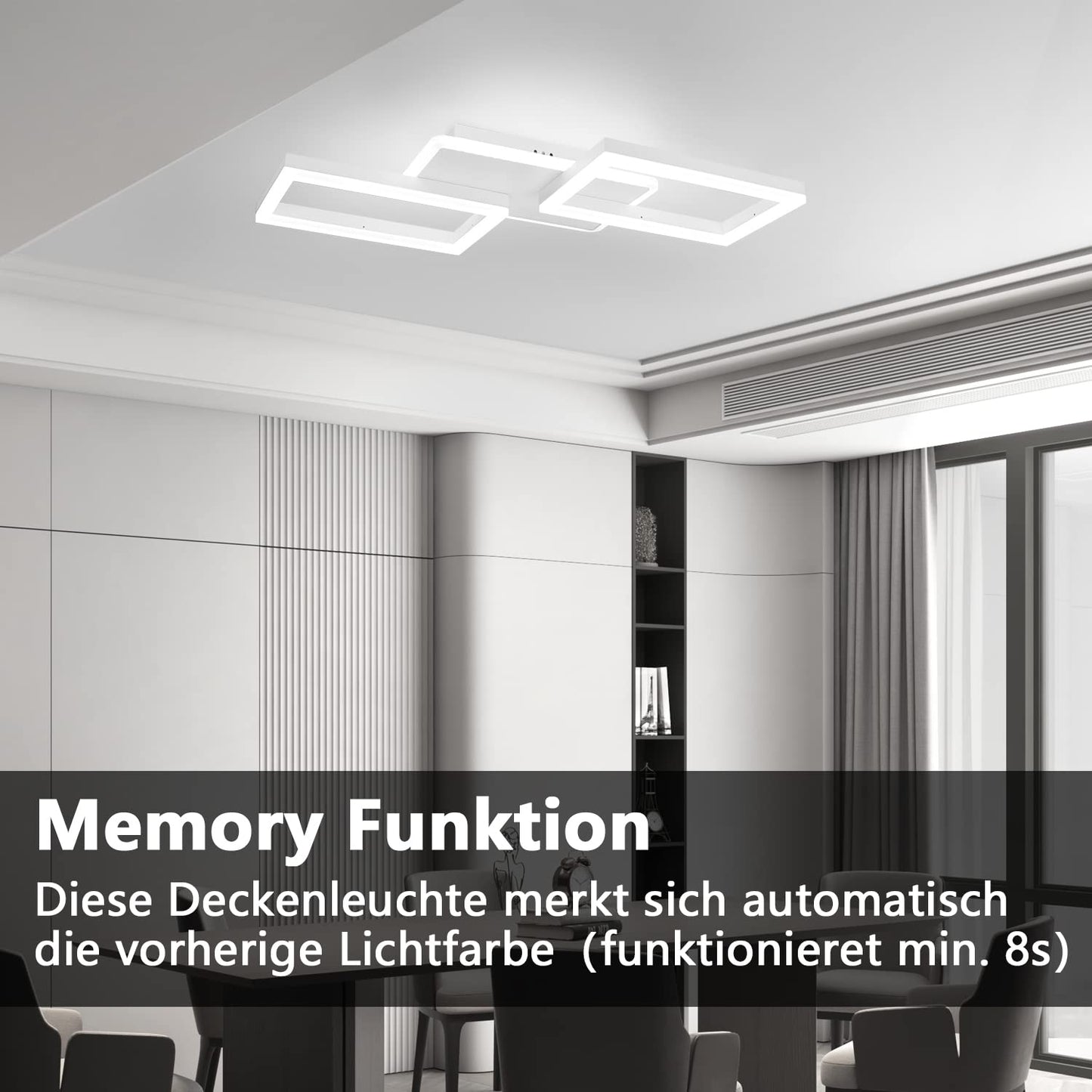 ZMH Deckenlampe LED Deckenleuchte Wohnzimmer - 48W Wohnzimmerlampe Dimmbar mit Fernbedienung Schlafzimmerlampe Modern Design Schlafzimmer Deckenbeleuchtung Küchenlamp Weiß für Küche Flur Büro