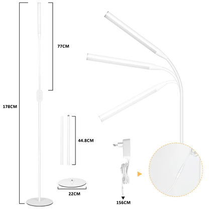 ZMH LED Stehlampe Standleuchte Dimmbar - Stehleuchte Leselampe Büro Standlampe Schlafzimmer Schwarz 178CM Modern Touch 9W Lesestehlampe mit Timer und Memory Funktion für Wohnzimmer