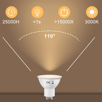 ZMH GU10 LED Warmweiss 6W Leuchtmittel Lampe Ersetzt 60W Gl¨¹hbirne 3000K Energiesparlampe Abstrahlwinkel 110¡ã Spot Nicht Dimmbar Reflektor Birne Gl¨¹hlampen Strahler Spot LED GU10 10 pack