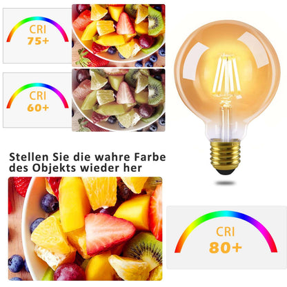 ZMH 6 Stück LED Glühbirne E27 Vintage Lampe - G80 Warmweiss Filament Leuchtmittel 2700K 4W Edison Retro Glühlampe Warmweiß Birne Glas Antike Energiesparlampe für Hotel Haus Café Bar