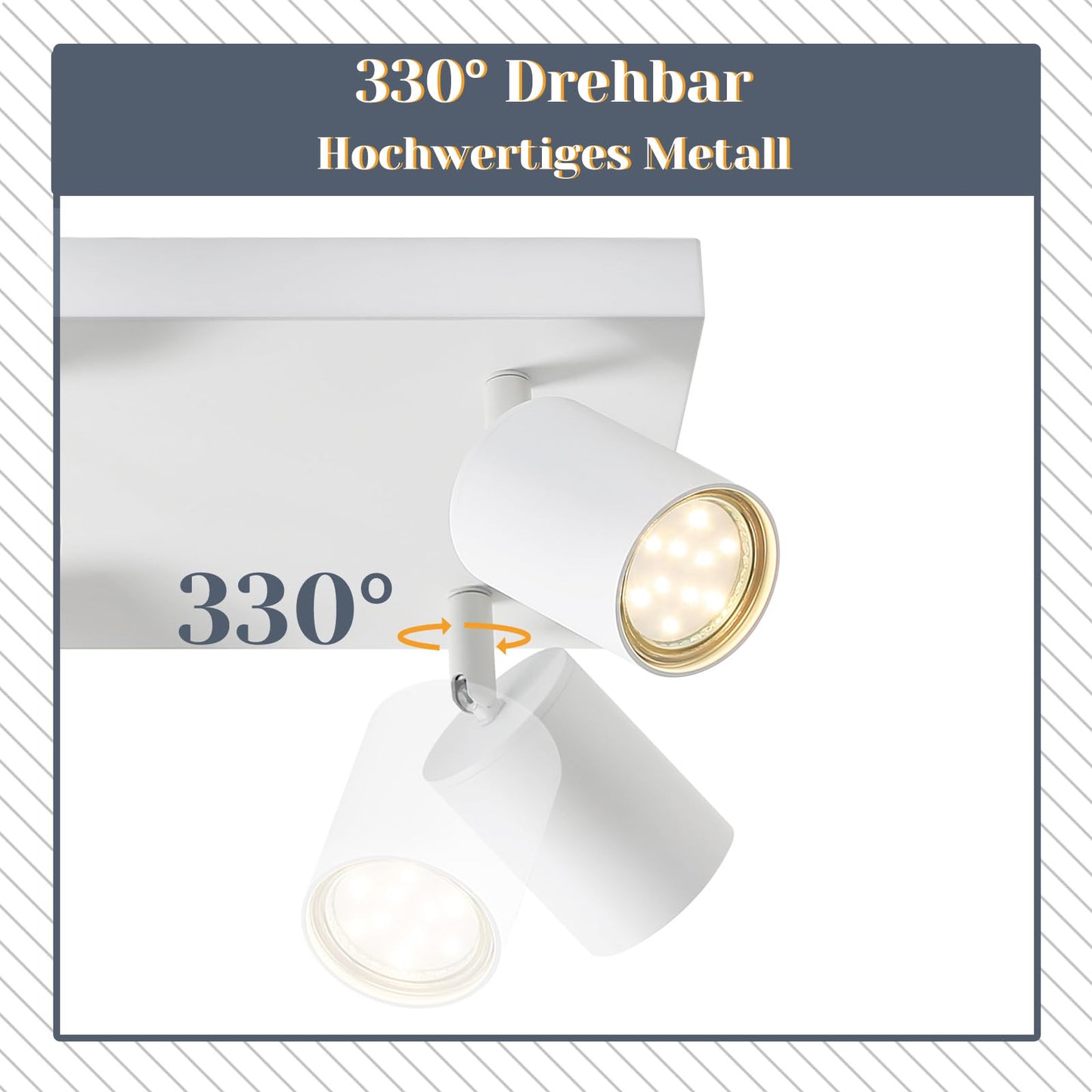 ZMH LED Deckenleuchte 4 Flammig: GU10 Deckenstrahler Weiß Deckenlampe Spots 330°Schwenkbar Deckenspots Industrial Wandstrahler Modern Flurlampe für Wohnzimmer Schlafzimmer Küche Ohne Leuchtmittel