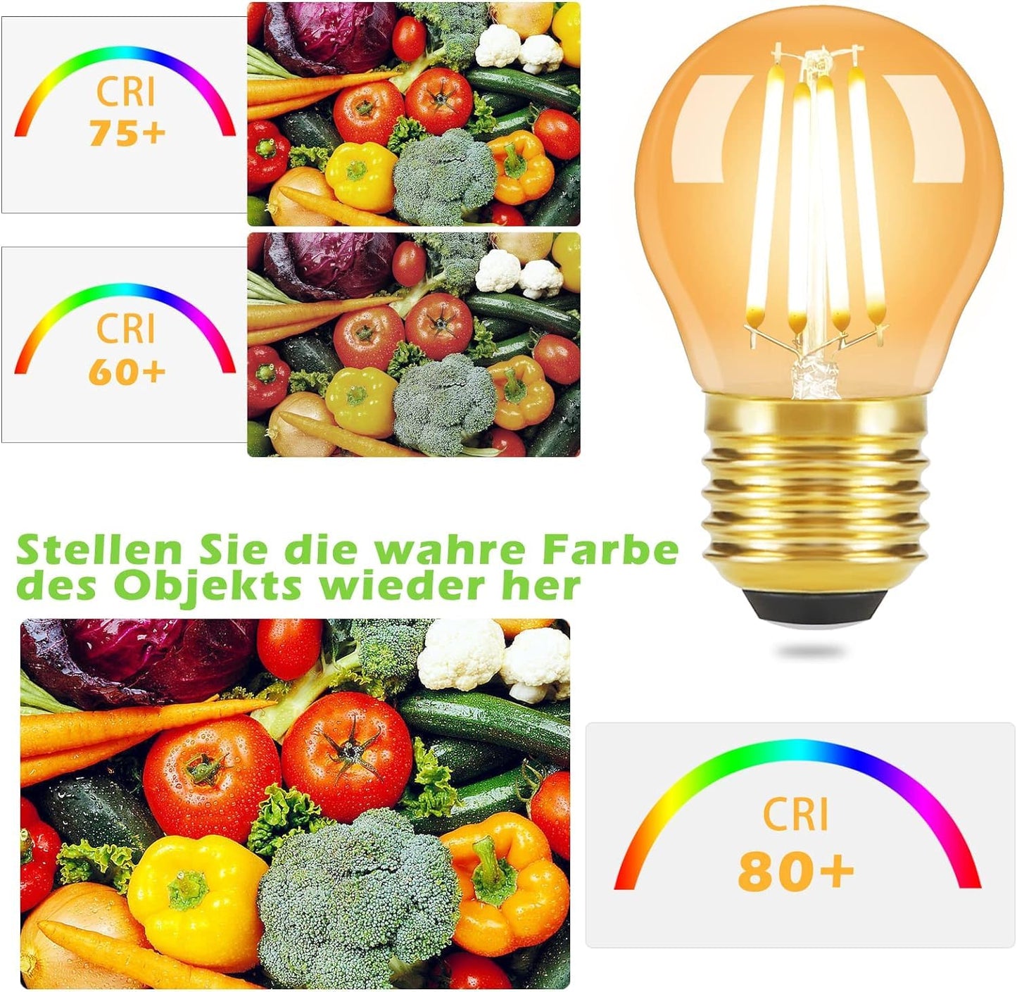 ZMH LED Lampe E27 Glühbirne: G45 Vintage Glühlampe 6 stück Edison Retro Birne Warmweiss 2700K Bulbs 4W Warmweiß Filament Leuchtmittel Glas Antike Energiesparlampe für Hotel Café Haus Bar