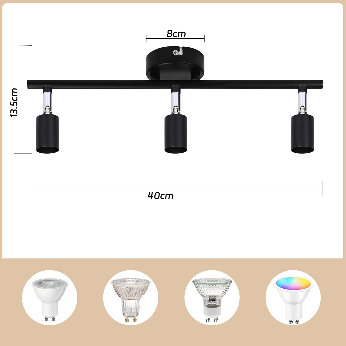 ZMH Deckenstrahler Schwarz 3 Flammig Deckenleuchte - 2ER Deckenspots Schwenkbar GU10 330° Drehbar Deckenlampe Modern Metall Spot Decke Wohnzimmer Schlafzimmer Flur