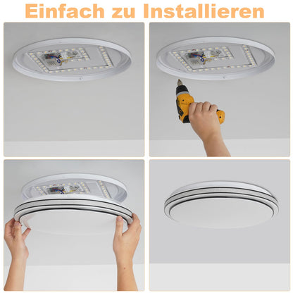 ZMH Deckenlampe LED Deckenleuchte Schlafzimmer - 23W Schlafzimmerlampe Dimmbar mit Fernbedienung Ø27cm Küchenlampe Sternenhimmel Modern Küche Deckenbeleuchtung Rund für Wohnzimmer Flur