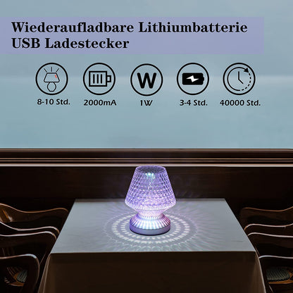 ZMH Tischlampe Kabellos LED Nachttischlampe touch - Kristall Lampe akku Tischleuchte dimmbar 16 Farben Nachttischleuchte batteriebetrieben mit Fernbedienung für Wohnzimmer Valentinstag Deko 1 Stück