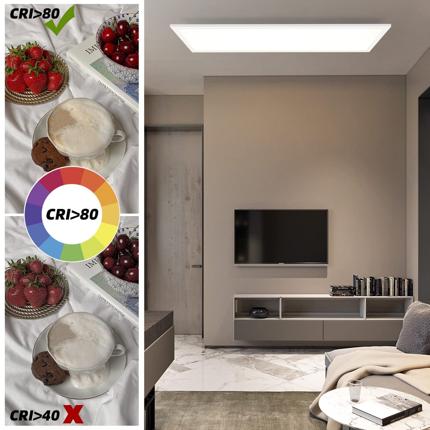 ZMH LED Panel Deckenleuchte Dimmbar - Flach Deckenlampe Wohnzimmer mit Fernbedienung 80x30CM Schlafzimmerlampe 39W Küchenlampe Deckenpanel Modern Weiß Büroleuchte für Flur Büro Küche Schlafzimmer