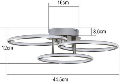 ZMH LED Deckenlampe Deckenleuchte Wohnzimmer-Modern Ringe Design Warmweiß Licht 3000K Schlafzimmerlampe 41W 3 Flammig aus Eisen und Aluminium Bürolampe Küchenlampe Flurlampe