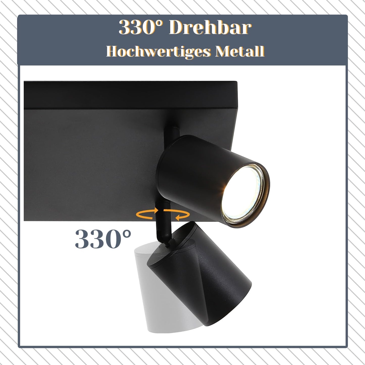 ZMH LED Deckenleuchte 4 Flammig: GU10 Deckenstrahler Schwarz Deckenlampe Spots 330°Schwenkbar Deckenspots Industrial Wandstrahler Modern Flurlampe für Wohnzimmer Schlafzimmer Küche Ohne Leuchtmittel