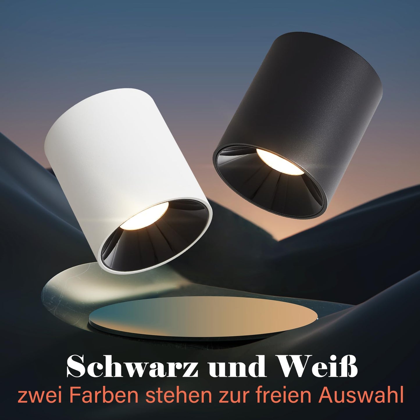 ZMH 4ER Aufbauspot Schwarz LED Deckenspots: Aufbaustrahler Rund Deckenleuchte Aufputz 7W 3000K Spot Deckenlampe Aufbau aus Aluminium Flurlampe Aufbauleuchte für Wohnzimmer Schlafzimmer