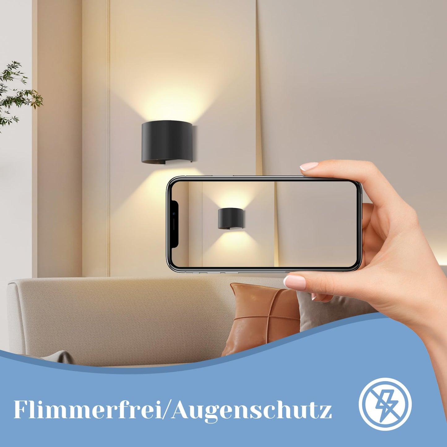 ZMH Wandleuchte Aussen LED Wandlampe innen: Außenwandleuchten Schwarz Up Down Außenlampe Wand 5W IP65 Wasserdicht Wandbeleuchtung einstellbar 3000K Warmweiß Außenleuchte für Wohnzimmer Treppenhaus