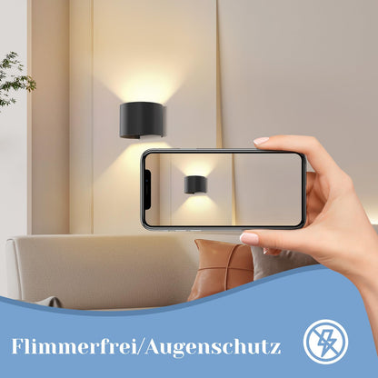 ZMH Wandleuchte Aussen LED Wandlampe innen: Außenwandleuchten Schwarz Up Down Außenlampe Wand 5W IP65 Wasserdicht Wandbeleuchtung einstellbar 3000K Warmweiß Außenleuchte für Wohnzimmer Treppenhaus