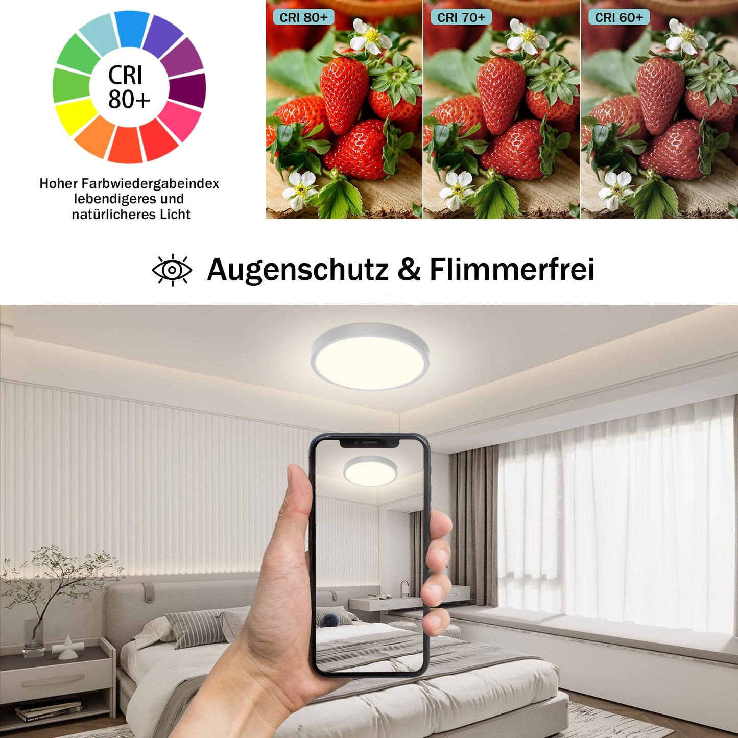 ZMH LED Deckenleuchte Rund Flach - 2ER Deckenlampe 24W Modern Weiß LED Panel Flurlampe Neutralweiß 4000K, 23CM IP44 für Küche Büro Wohnzimmer Badezimmer Kinderzimmer Schlafzimmer, Ultra Dünn