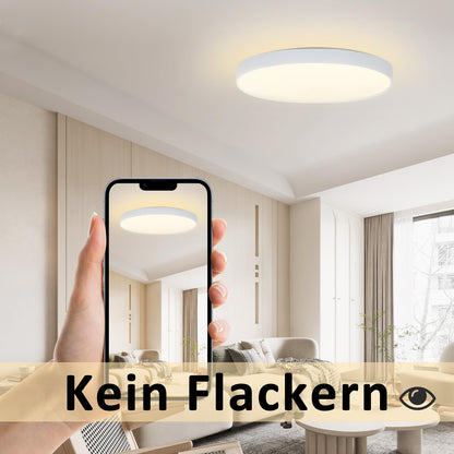 ZMH Deckenlampe LED Deckenleuchte Flach - 2ER Schlafzimmerlampe Ø28cm Badezimmerlampe Rund 17W Schlafzimmer Badezimmer Deckenbeleuchtung Flurlampe 3000K Badlampe IP44 Küchenlampe für Küche Flur