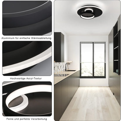 ZMH Led Deckenlampe Wohnzimmer Deckenleuchte Flur - Schwarz 33W Dimmbar Wohnzimmerlampe Modern Schlafzimmerlampe Rund Design Flurlampe mit Fernbedienung Deckenbeleuchtung f¨¹r K¨¹che Esszimmer B¨¹ro