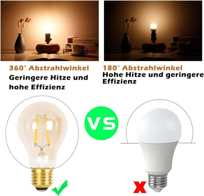 ZMH 6× LED E27 Glühbirne: A60 Warmweiss Lampe Vintage Leuchtmittel 4W 2700K Edison Glühlampe Retro Filament Birnen Bulb Energiesparlampe für Haus Café Bar nicht Dimmbar