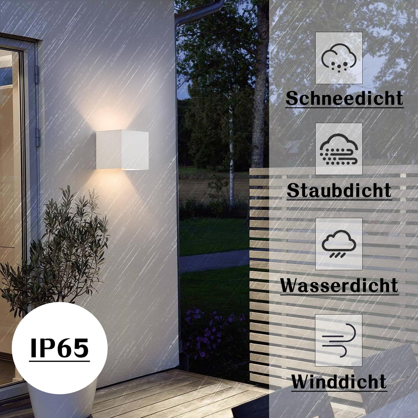 ZMH Wandlampe LED Wandleuchte Innen/Aussen: 4er set Aussenlampe Warmweiß IP65 Außenwandleuchten G9 Weiß Lampe Up Down Treppenbeleuchtung Außenleuchte für Hauswand Schlafzimmer Flur Treppenhaus