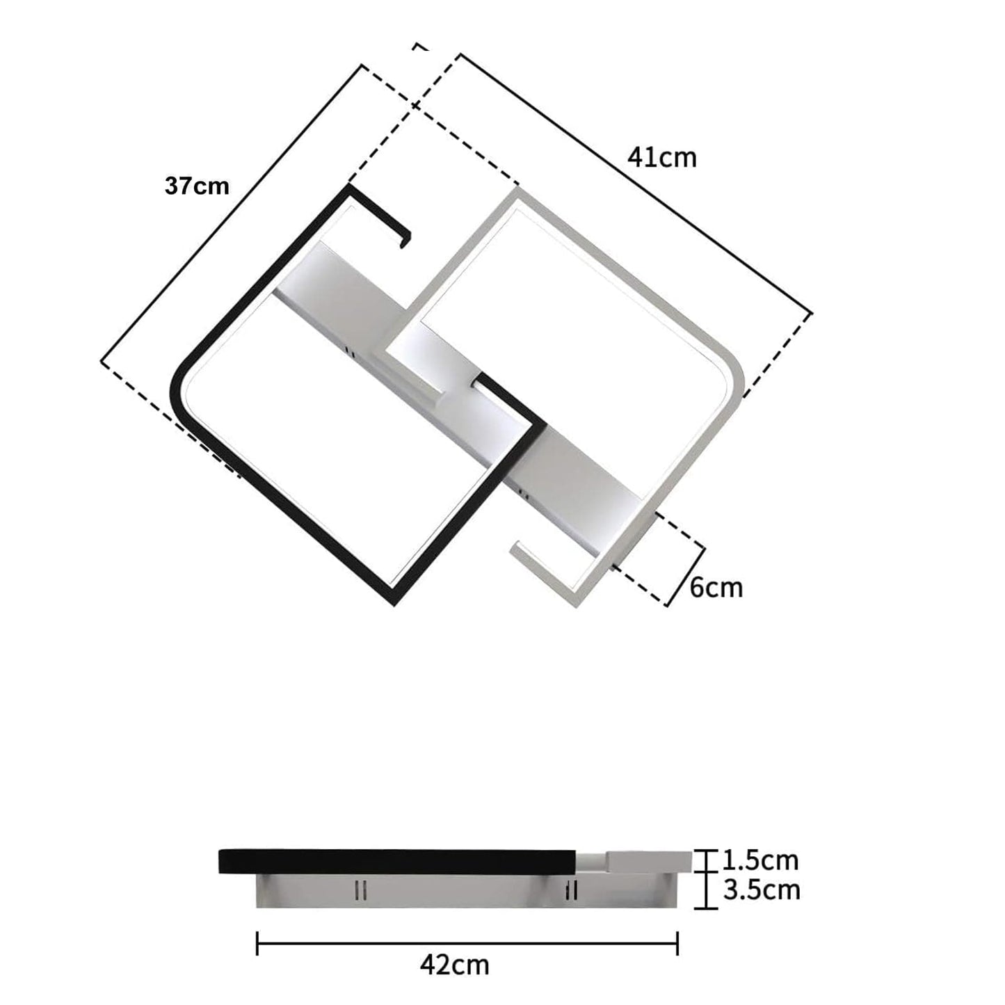 ZMH Deckenleuchte LED Deckenlampe dimmbar Moderne Wohnzimmerlampe Schwarze und Weiße 35W aus Aluminium für Schlafzimmer Küche Wohnzimmer Arbeitszimmer Flur Balkon mit Fernbedienung farbwechsel