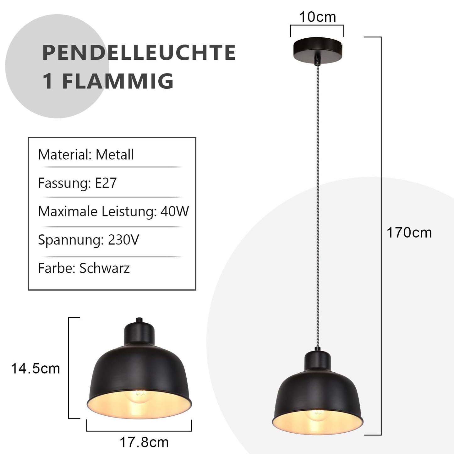 ZMH 2ER Pendelleuchte Esstisch Hängelampe Schlafzimmer: Vintage Hängeleuchte 1 flammig Industrial Schwarz Esszimmerlampe Retro Esstischlampe E27 Metall Pendellampe für Küche Wohnzimmer Restaurant