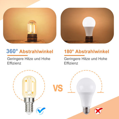 ZMH 4er pack E14 LED Warmweiss Glühbirne - Vintage LED Lampen T22 Retro Birne 2W 2700K Warmweiß Edison Leuchtmittel E14 Lampenfassung Kühlschranklampe Light Bulb Energiesparlampe - Nicht Dimmbar