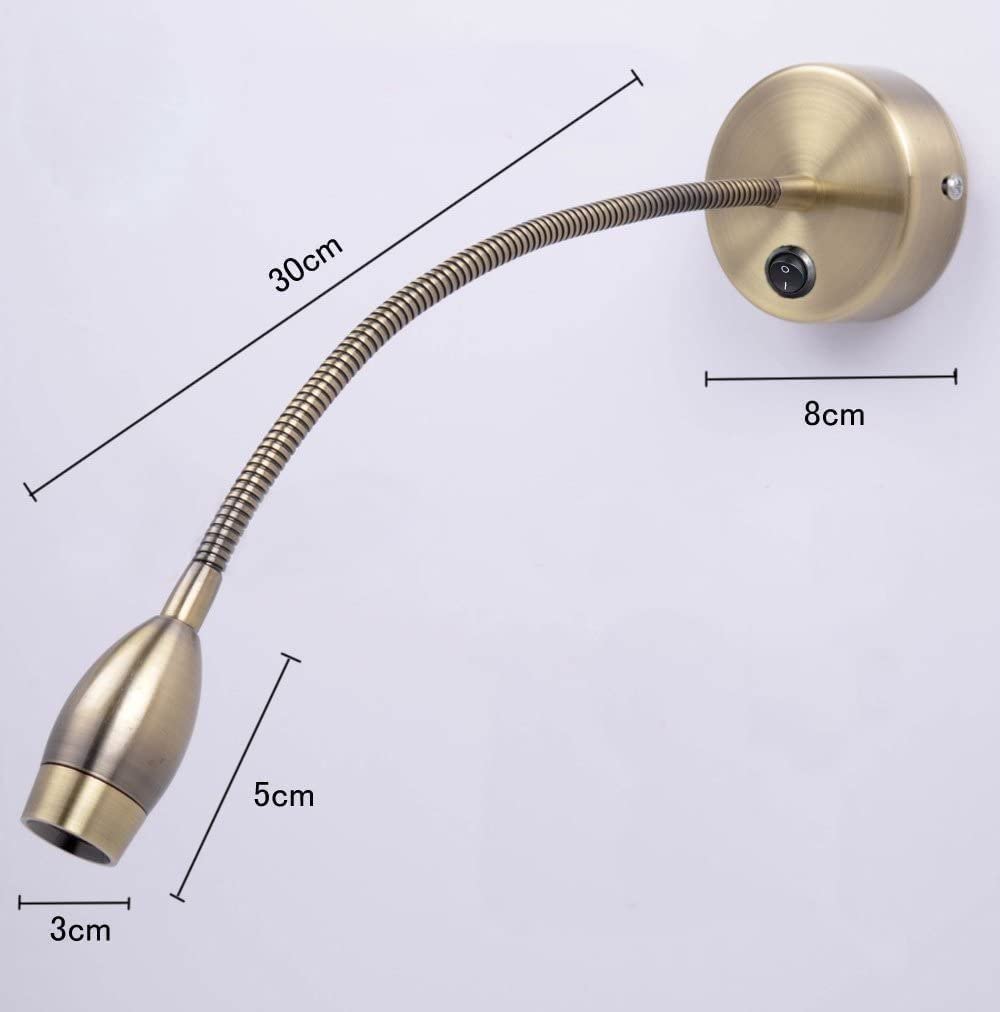 ZMH LED Wandleseleuchte Leselampe Bett Wandmontage Leseleuchte 2er Wandleuchte Bettleuchte Schwanenhals Bronze 3W 3000K Warmweiß aus Kupfer 360° Bettlampe Flexleuchte Lampe Schwanenhals