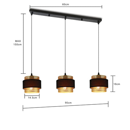 ZMH Pendelleuchte Esstisch Hängelampe Vintage - Hängeleuchte Retro mit 3 flammig Schwarz Gold Esstischlampe Industrial Pendellampe Hängend E27 Max.25W für Küche Esszimmer - Ohne Glühbirne