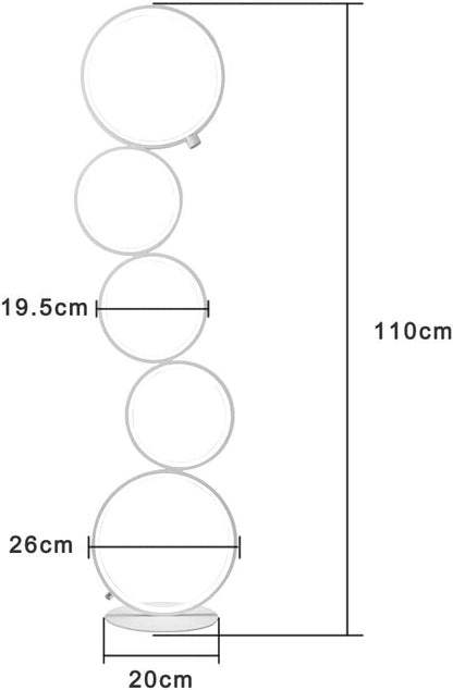 ZMH LED Dimmbar Stehlampe Modern Standleuchte Weiß 32W Touch Switch Stehleuchte Warmweiß 3000K Deckenfluter aus Aluminium 5-flammig Ringförmige Standlampe für Schlafzimmer Wohnzimmer Arbeitszimmer