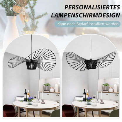 ZMH  Vertigo Pendelleuchte 140CM E27 - Modern Schwarz Kronleuchter Wohnzimmer Retro H?ngelampe Glasfiberstahl + Polyurethan Esstischlampe Hut H?ngeleuchte Max. 40W Ohne Leuchtmittel