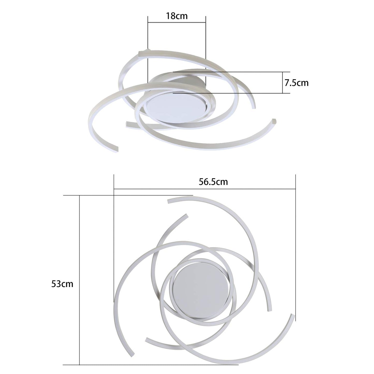 ZMH Deckenleuchte LED Deckenlampe Modern Wohnzimmerlampe Weiß Dimmbar mit Fernbedienung Schlafzimmerlampe 77W Ring Metall Design für Esszimmer Schlafzimmer Wohnzimmer Büro Flur