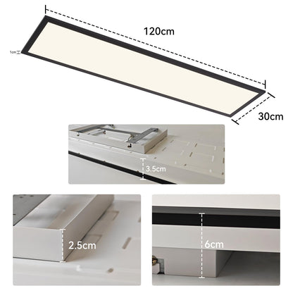 ZMH Deckenlampe Led Deckenleuchte Panel - Wohnzimmerlampe 120x30 cm K¨¹chenlampe Schwarz Modern 42W Schlafzimmerlampe Neutralwei? B¨¹ro Deckenbeleuchtung B¨¹roleuchte f¨¹r Wohnzimmer K¨¹che Schlafzimmer