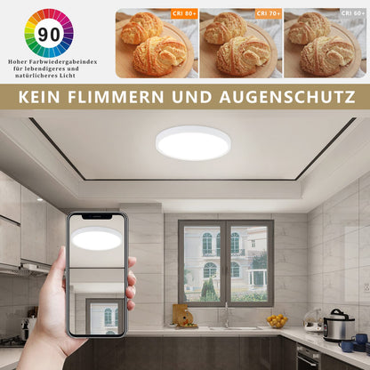 ZMH 36W Deckenlampe LED Deckenleuchte Farbwechsel - Dimmbar Schlafzimmerlampe mit Smart RGB Hintergrundbeleuchtung Panel Flach Rund per Fernbedienung App für Wohnzimmer Schlafzimmer Kinderzimmer