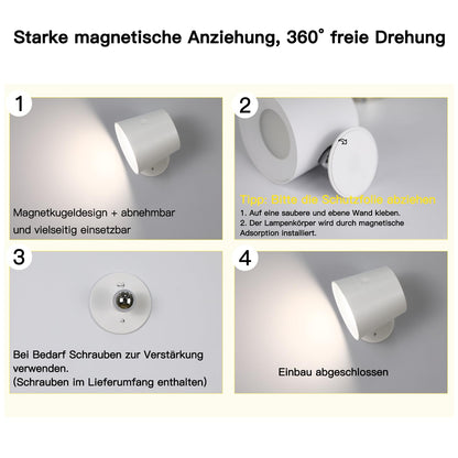 ZMH Wandlampe LED Wandleuchte Innen - Wandbeleuchtung 2 St¨¹ck mit Akku 360¡ã Drehbare Touch Control 3 Helligkeitsstufen Wei? Kabellose Wandleuchten F¨¹r Wohnzimmer Kinder Schlafzimmer