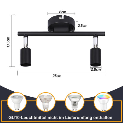 ZMH Deckenleuchte 2 Flammig Schwarz Deckenspot - Deckenstrahler LED Schwenkbar 330° GU10 Strahlar Ceiling Deckenlampe Schlafzimmer Wandstrahler für Flur Schlafzimmer Korrid Wohnzimmer